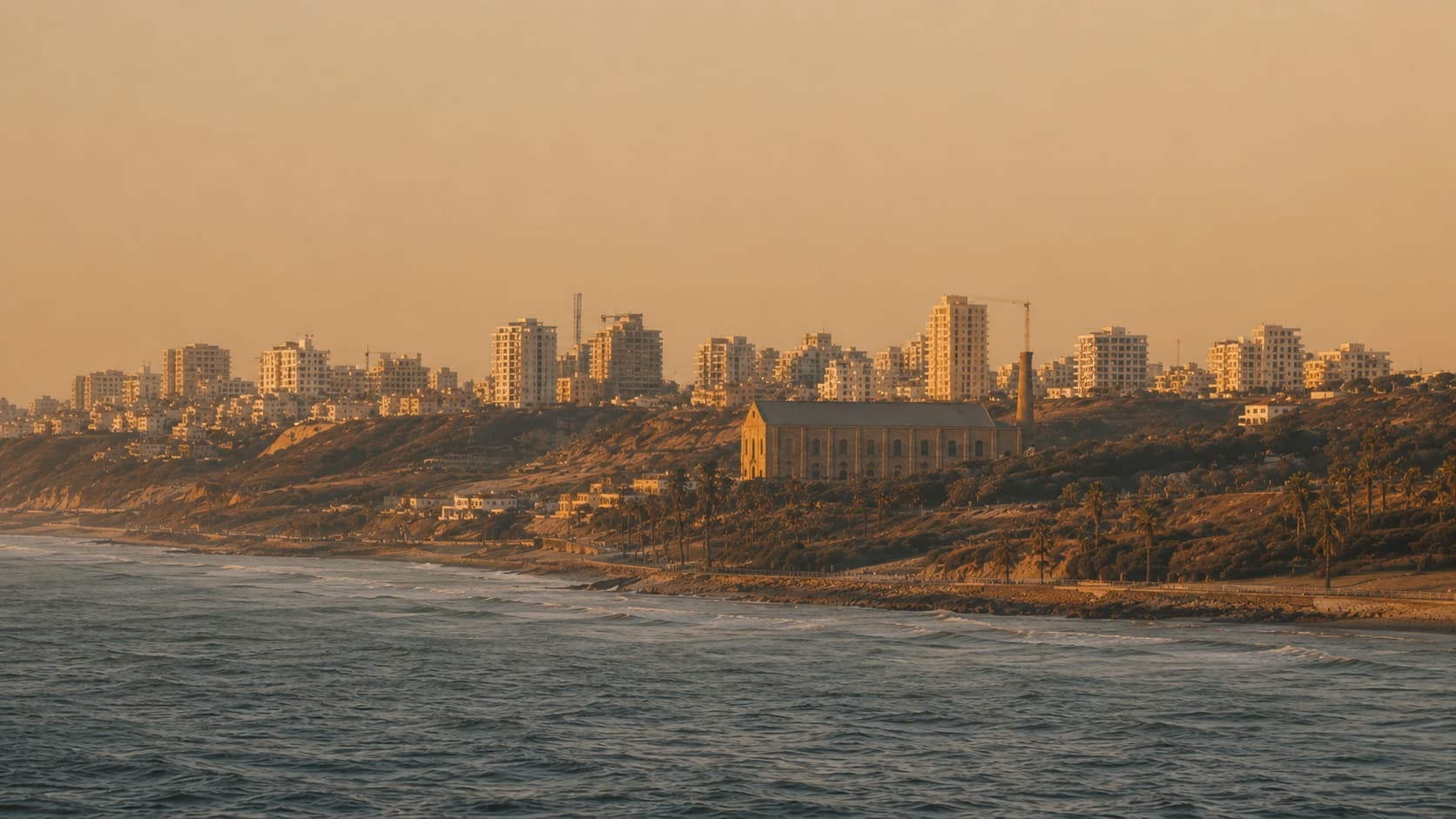 Tel Aviv coastline, Israel, home to Milk & Honey Distillery