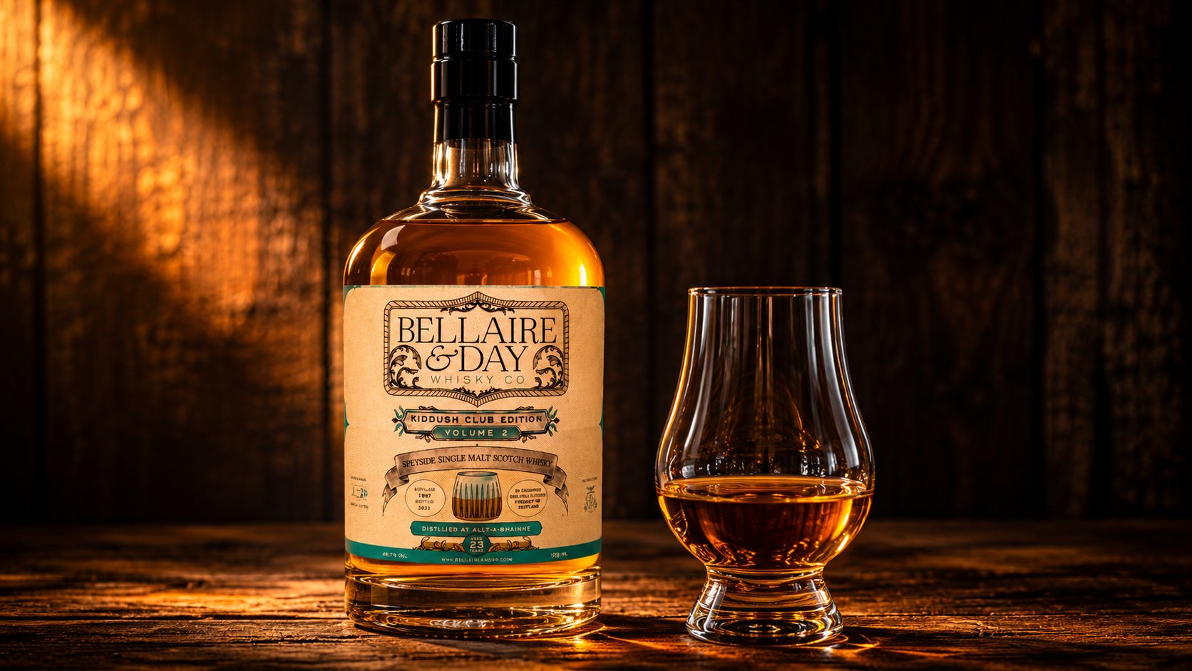 Bellaire & Day Kiddush Club Edition bottle with Glencairn glass